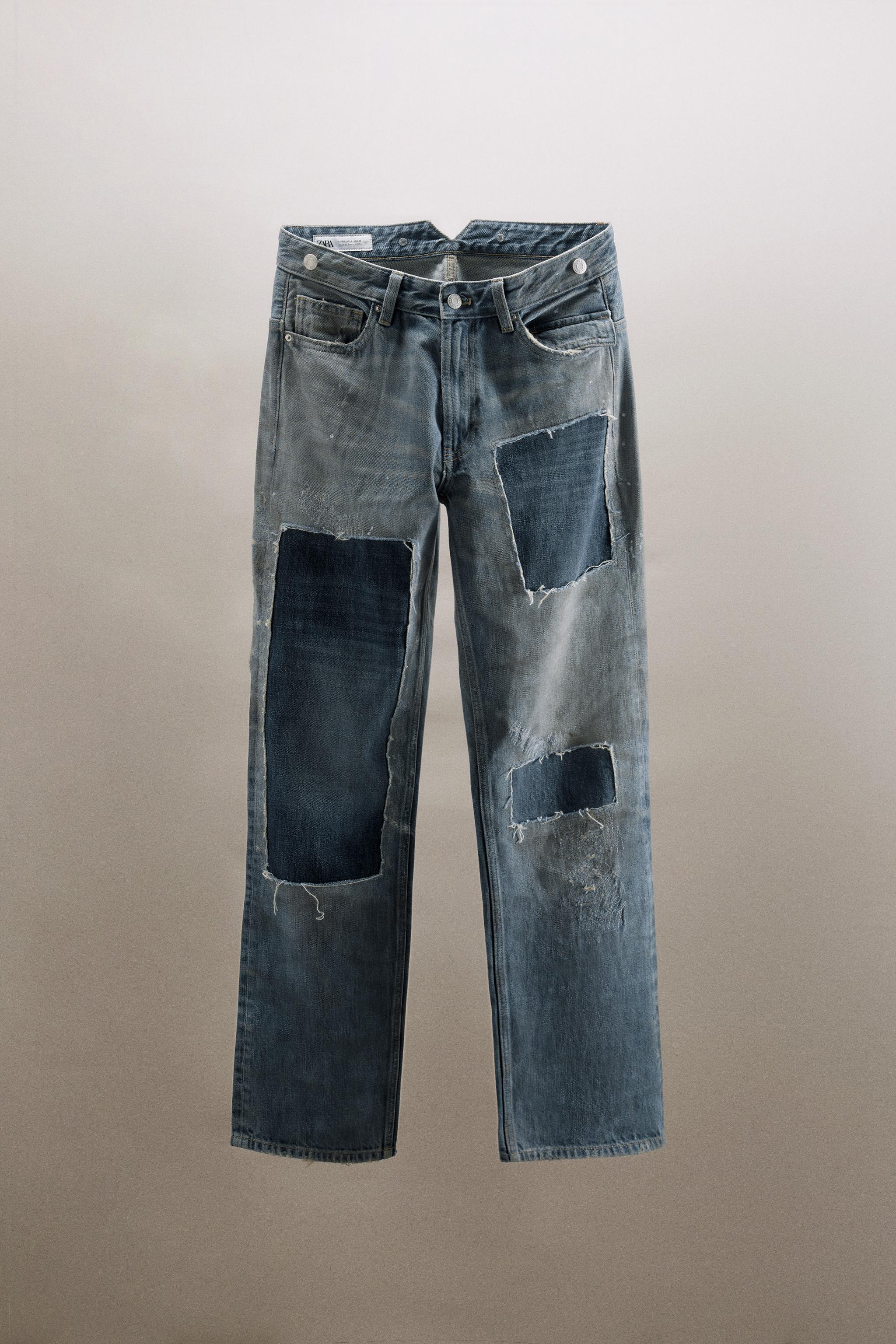 TRF LOW-RISE RIPPED PATCH JEANS